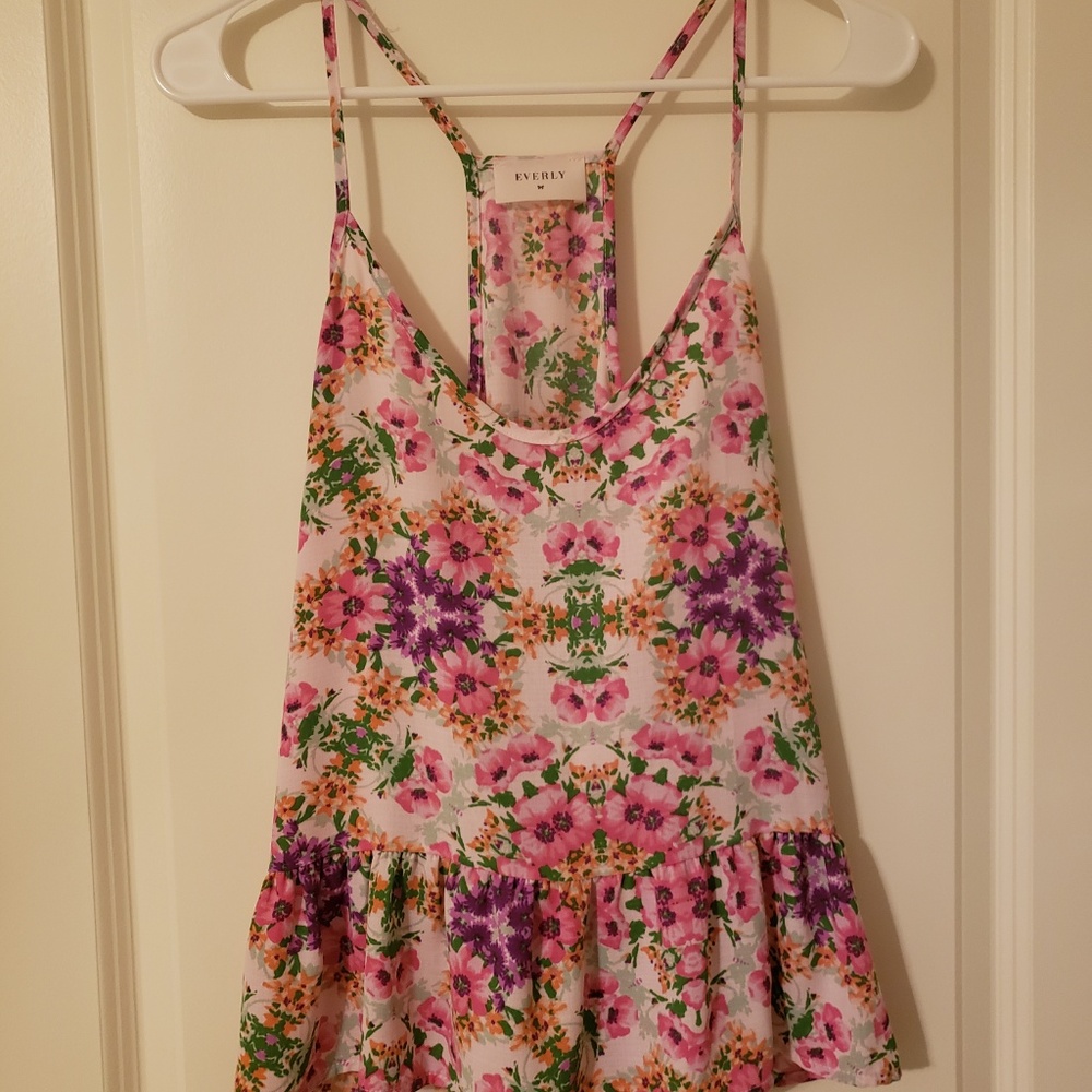 Everly Pink, Floral Tank Top